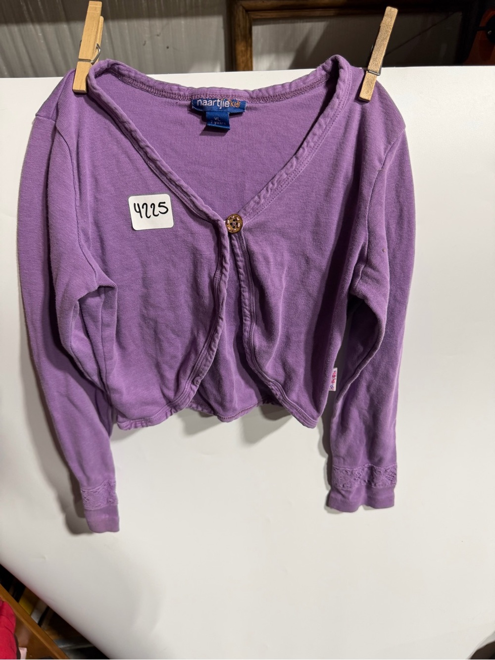 #4225-Naartjie Purple Girls Cropped Cardigan Sweater